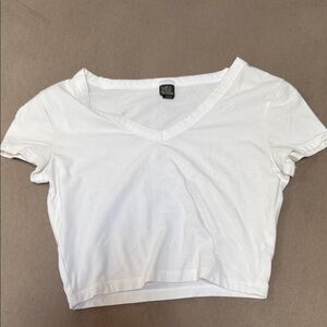 Wild Fable White V-Neck Crop Top